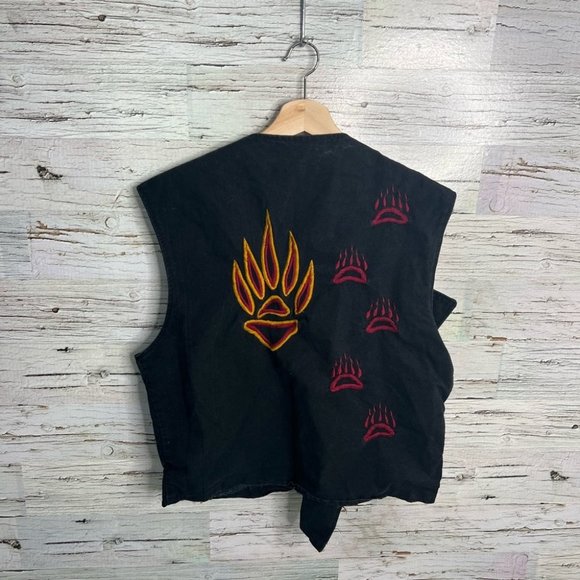 Vintage kazaaze black bear paw vest fringe size  large - Picture 10 of 10